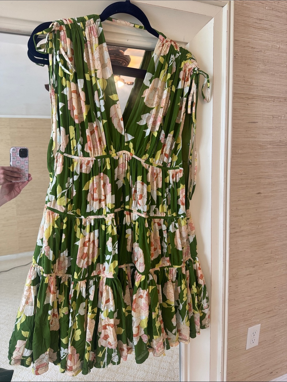 Rebecca Taylor Green Floral Tiered V-Neck Dress - Picture 1 of 2